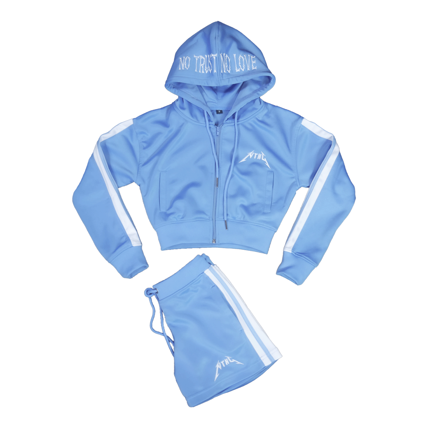 WOMEN'S CROPPED SKY BLUE TRACK SUIT JACKET & PANTS