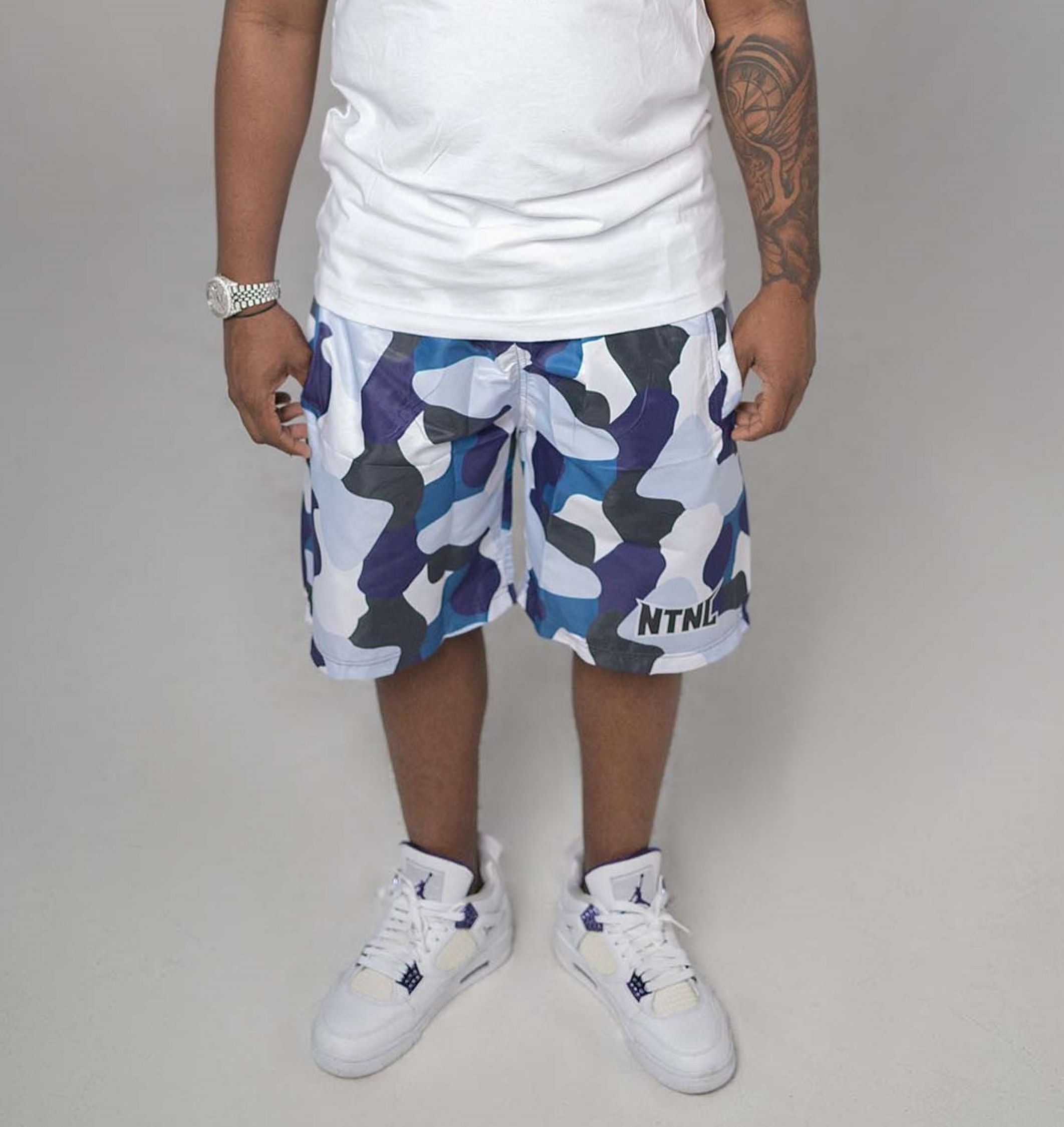 BLUE CAMO SWIM SHORTS